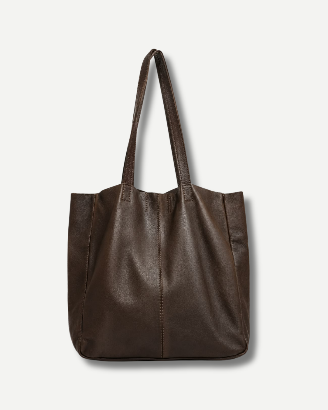 The Signature Leather Tote - Dark brown