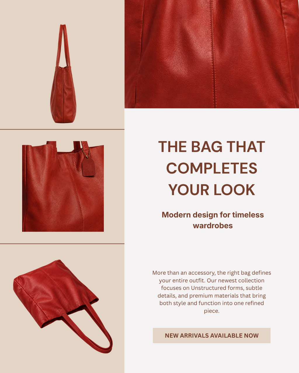 The Signature Leather Tote - Cherry Red
