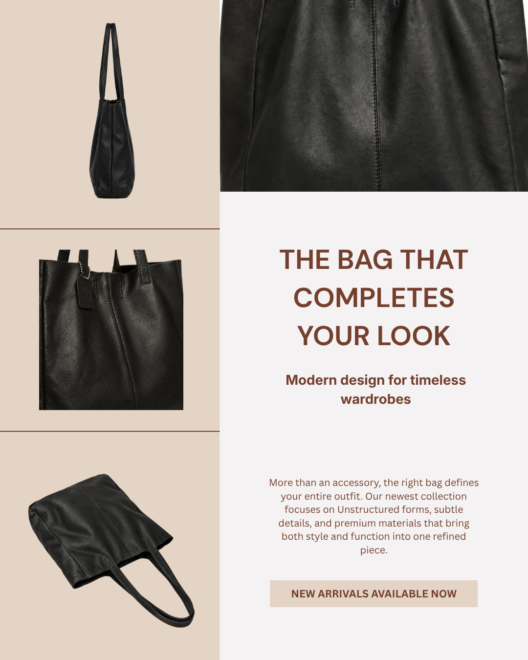 The Signature Leather Tote - Black