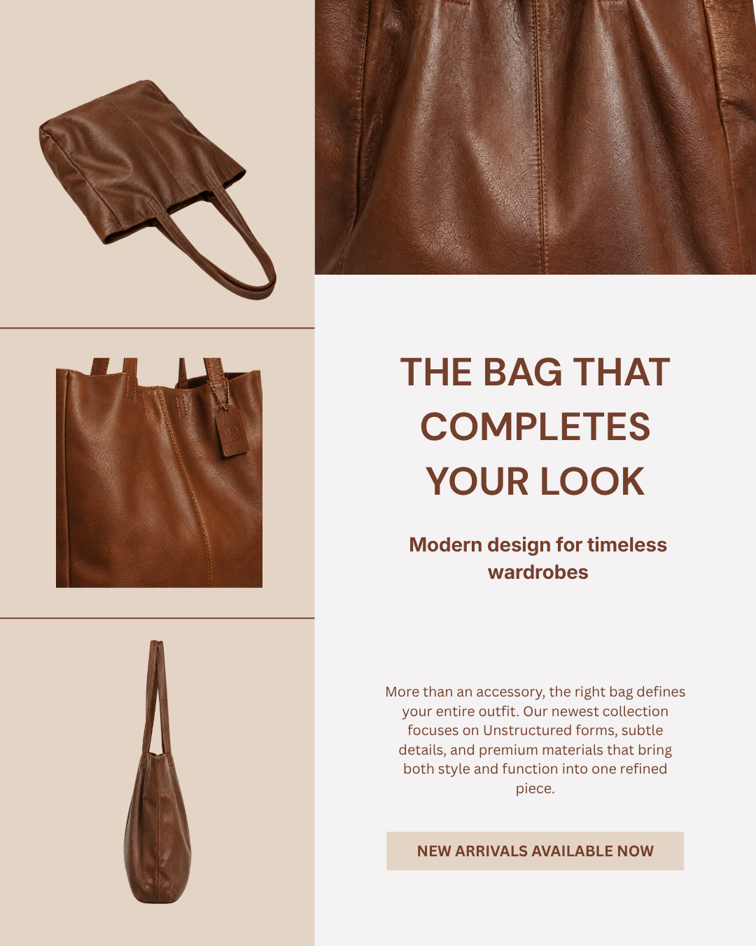 The Signature Leather Tote - Tan