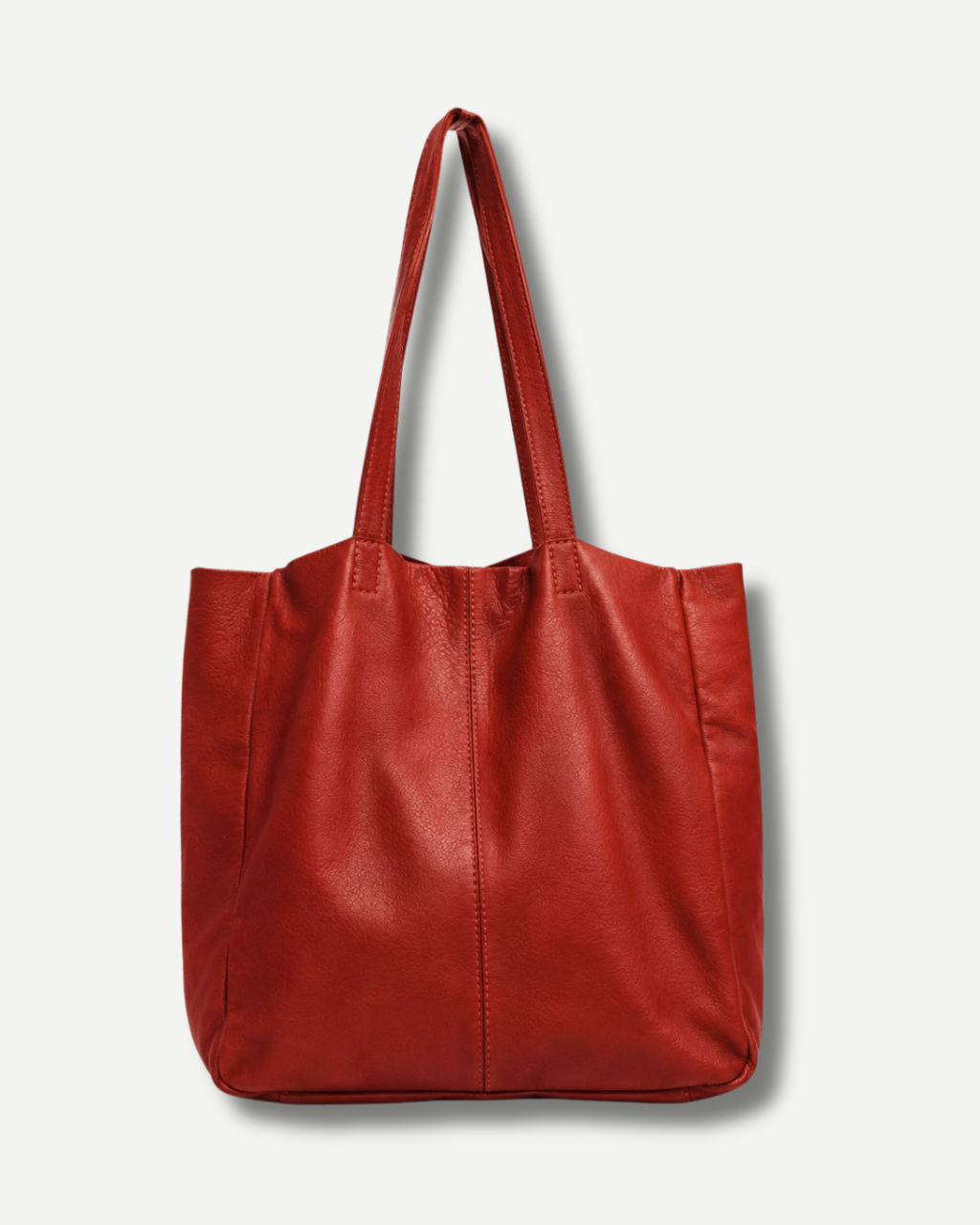 The Signature Leather Tote - Cherry Red