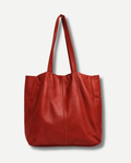 The Signature Leather Tote - Cherry Red