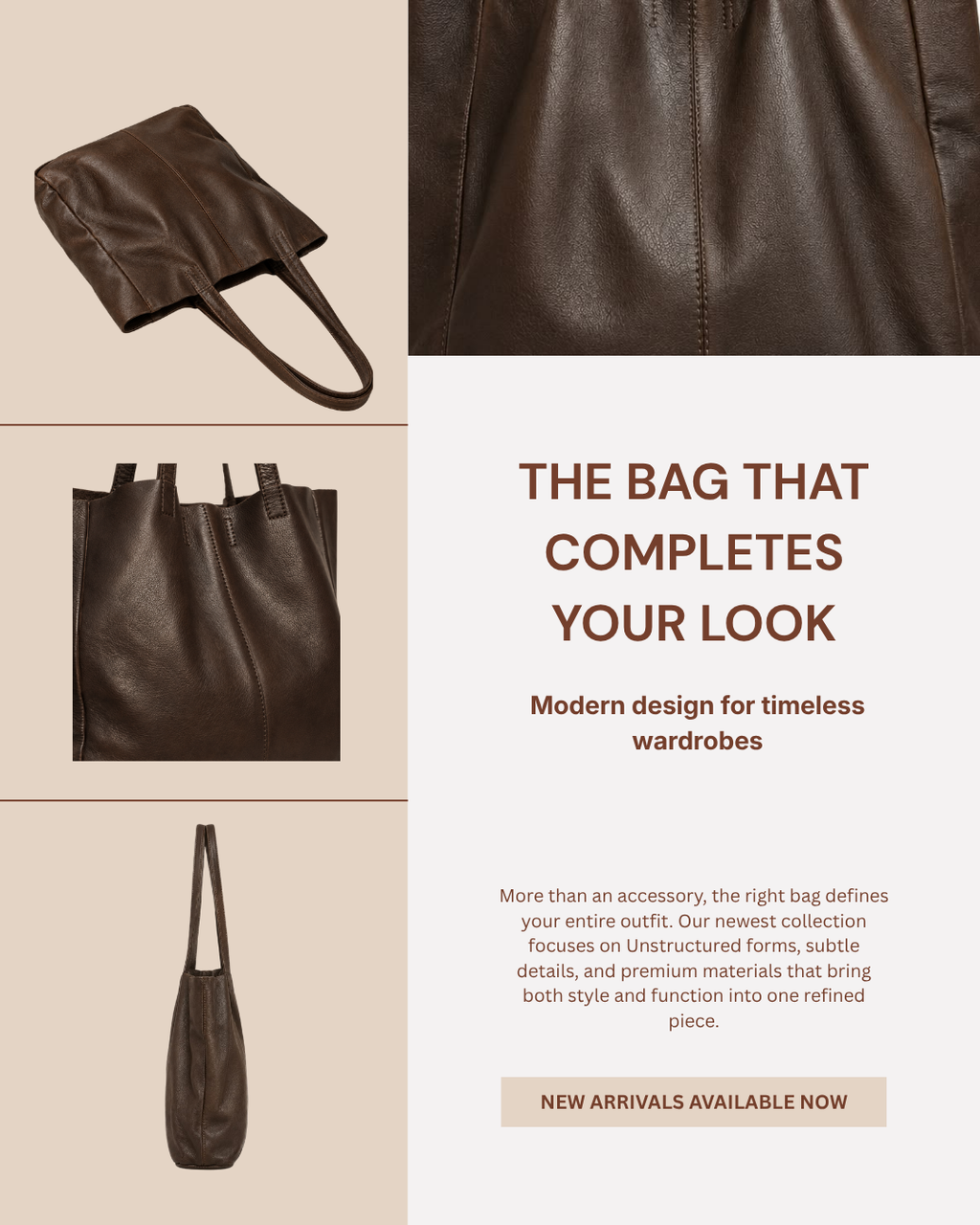 The Signature Leather Tote - Dark brown