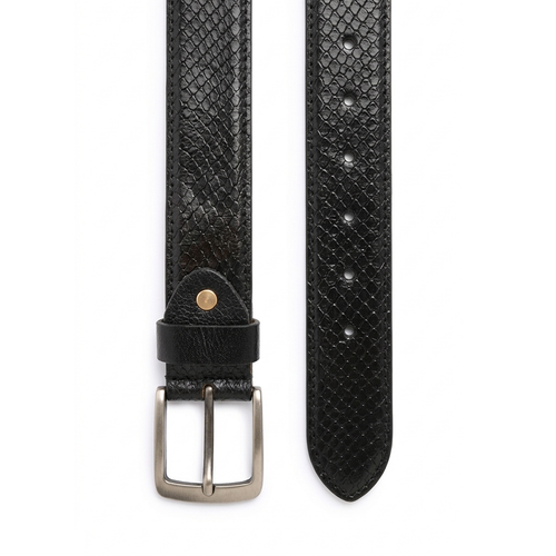 Black Crocodile Texture Leather Belt