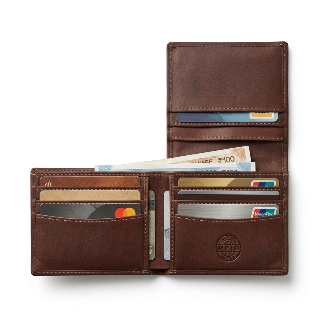 Dark brown flip wallet