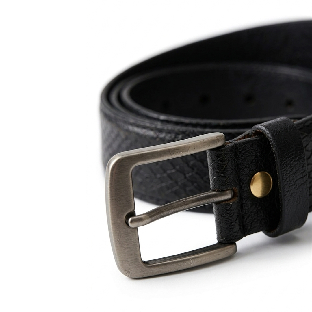Black Crocodile Texture Leather Belt