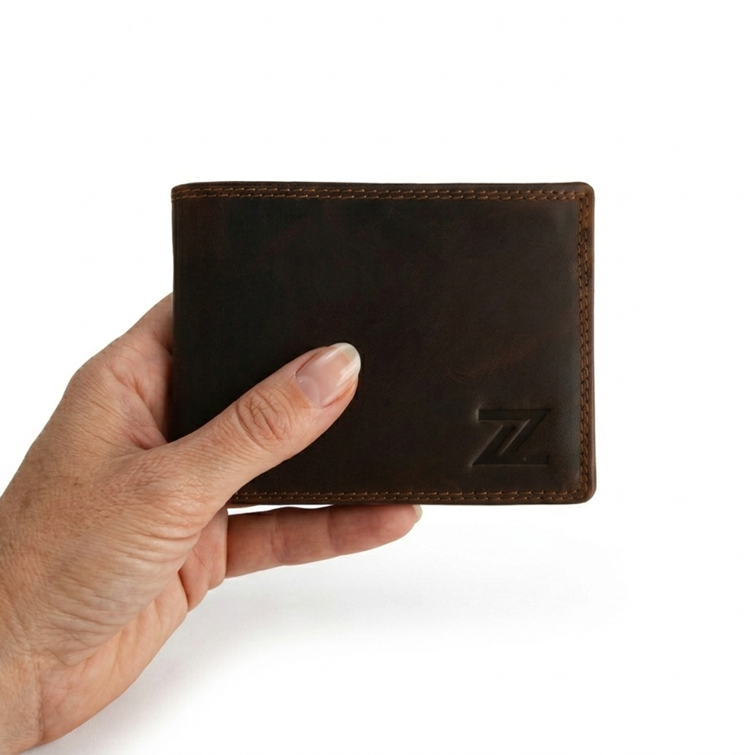 Dark brown flip wallet