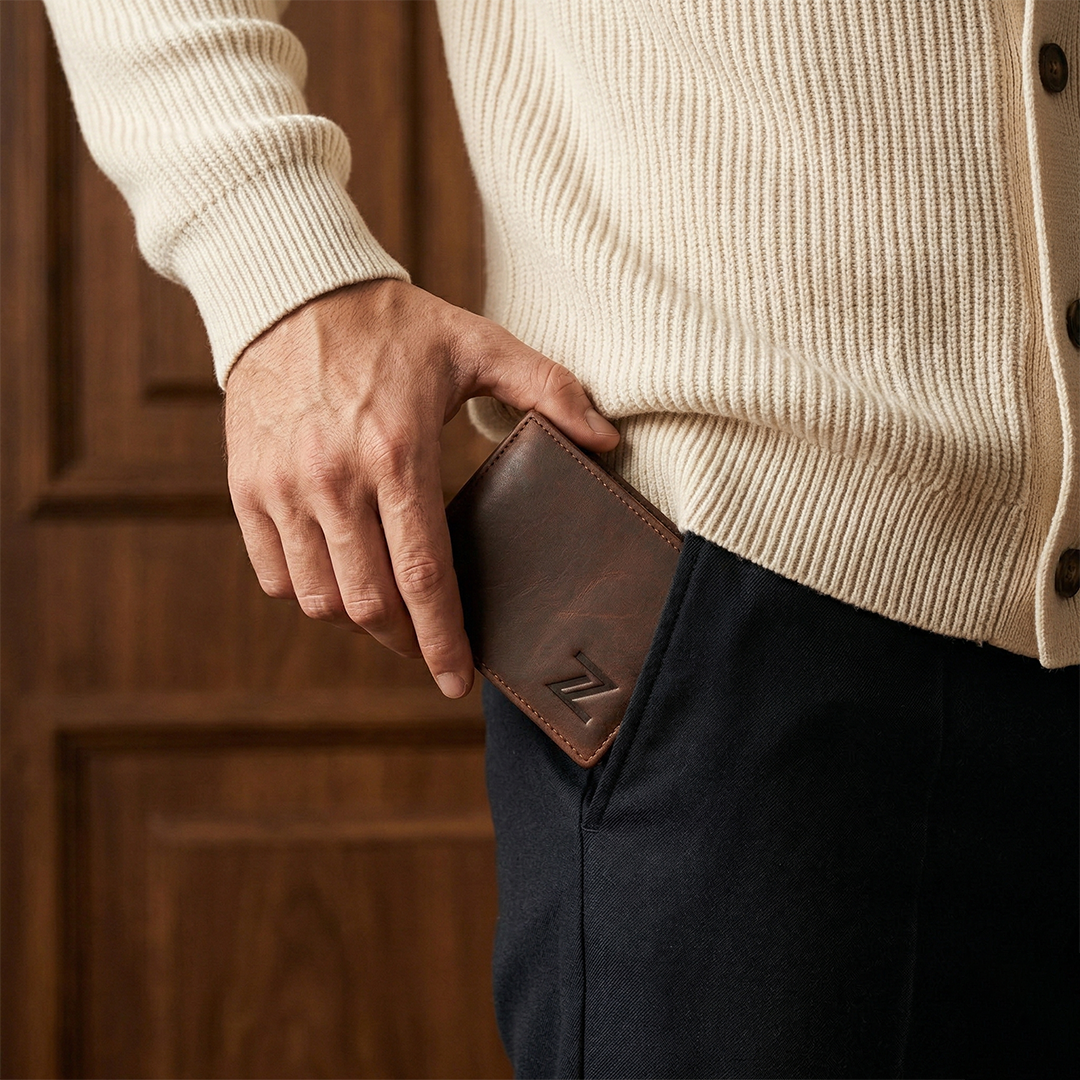 Tan flip wallet