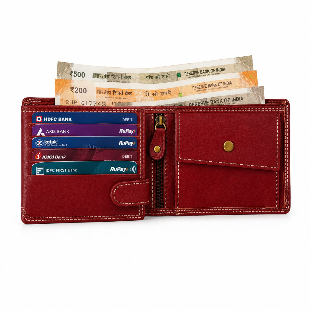 Vintage Bike Red Leather Wallet