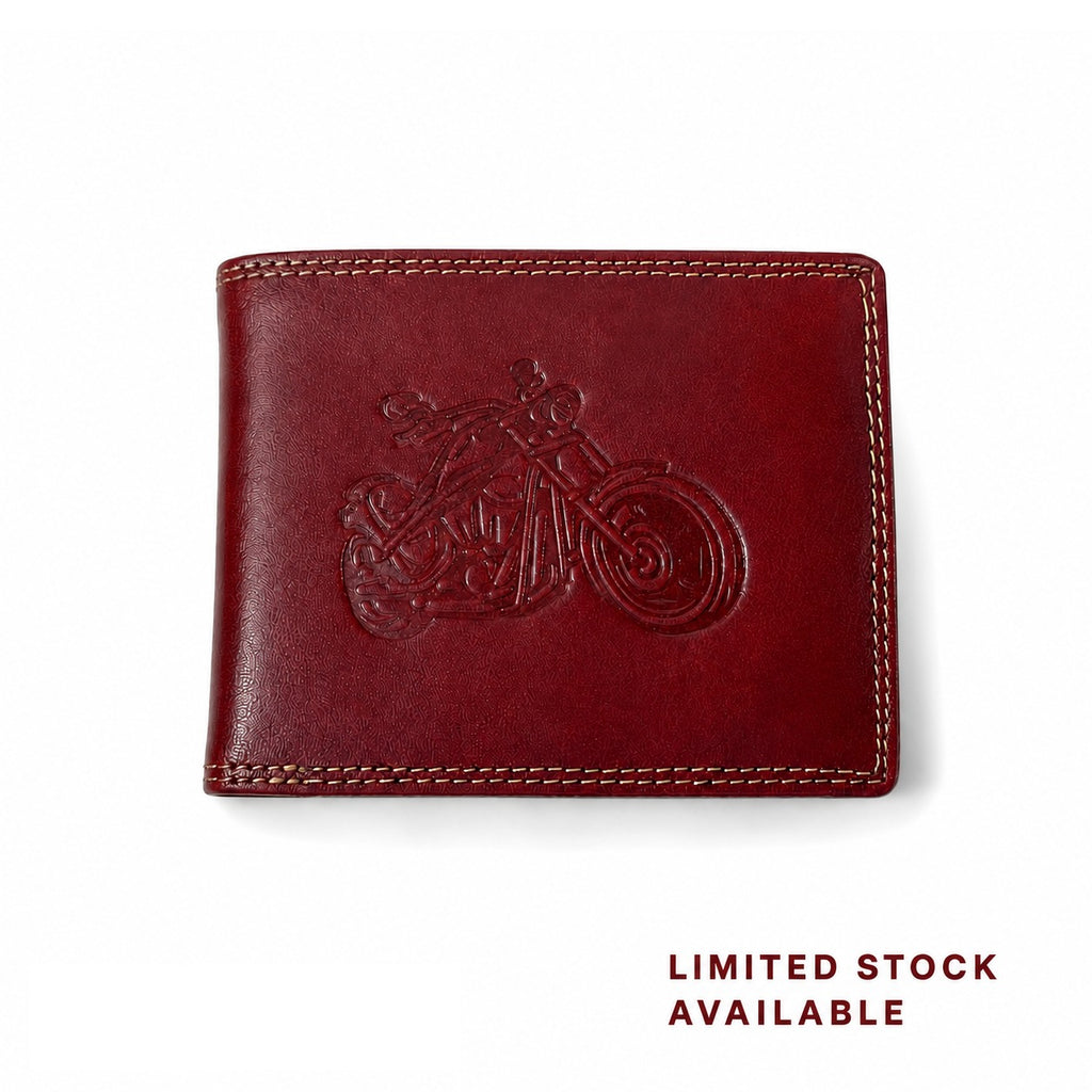 Vintage Bike Red Leather Wallet